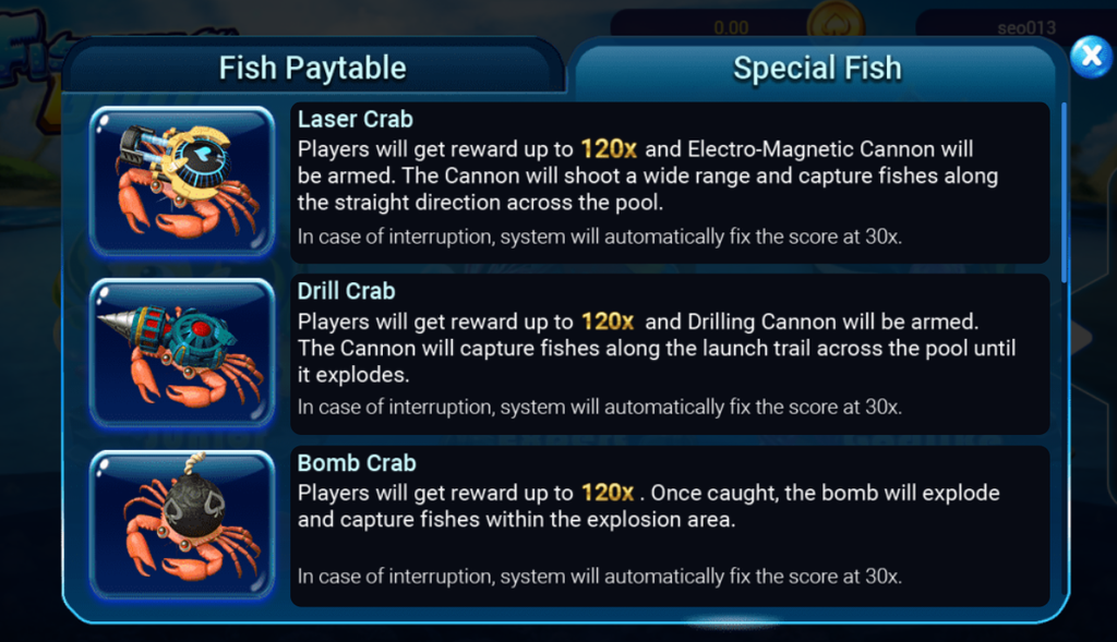 mga espesyal na isda sa "Fishing GOd"